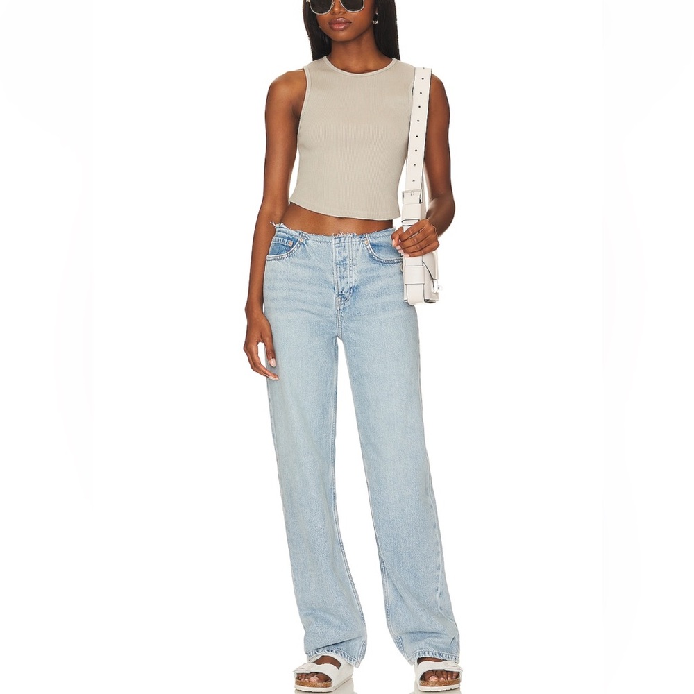Revolve GRLFRND “Jordan Low Rise Frayed Waist Boyfriend” Denim